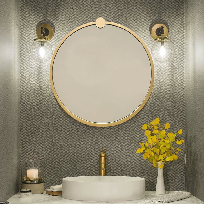 Hanah Home Espejo Redondo de Metal Dorado A708